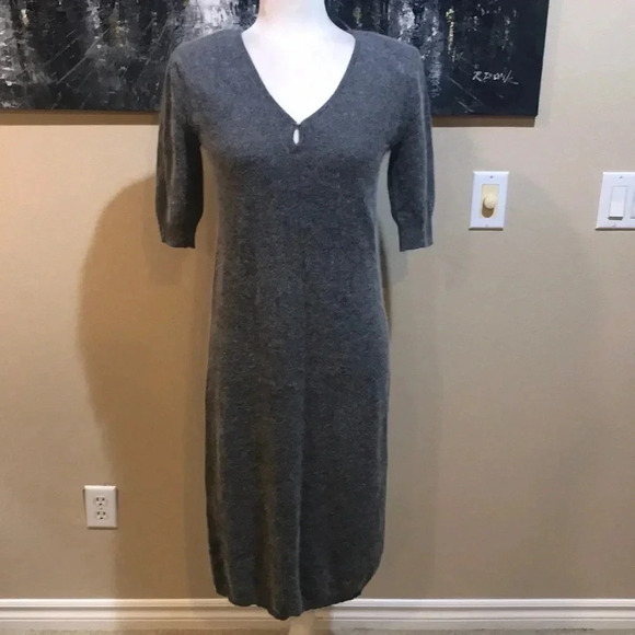 Liz Claiborne Soft Gray Angora Rabbit Hair Lambswool Midi Sweater Dress-Size M - Picture 1 of 12